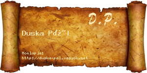Duska Pál névjegykártya